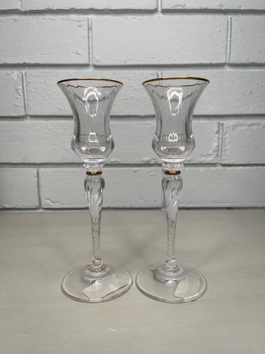 Vintage Mikasa Traviata Gold Candle Holder Pair Austria - NOS With Box