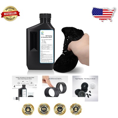 Premium 80A Tough Shore Black Resin - Ideal for Flexible 3D Printing Projects