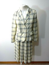 VINTAGE 1960-1970 BUTTE KNIT PLAID SKIRT SUIT SIZE 6