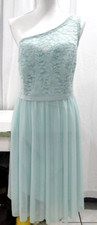 Davids Bridal Mint Green One Shoulder Bridesmaid Prom Homecoming Dress Sz 18