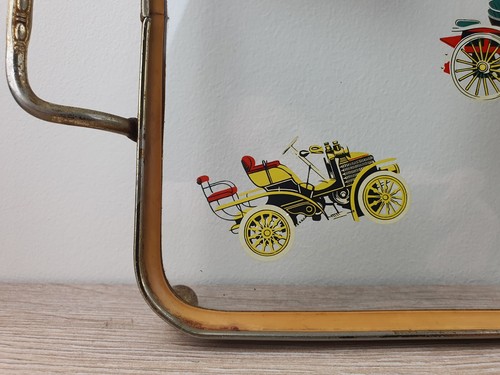 Vintage glass Top Tray With Old Cars, Wolseley, Morris, Daimler, Ford & Austin - Picture 3 of 15