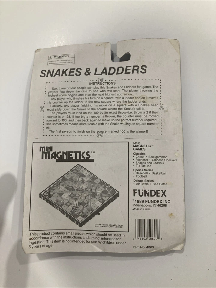 Fundex 1987 Mini Magnet Games Snakes And Ladders New/Sealed Travel Game - Image 2 of 2