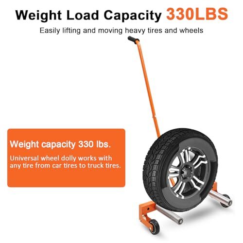 330lb Tire Wheel Dolly Adjustable Rolling Truck Tire Lift Moving Cart for Garage - Picture 3 of 11