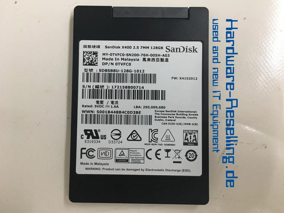 SanDisk X400 128GB 2,5" SSD DELL 0TVFC0 SD8SB8U-128G-1012 - Bild 1 von 1