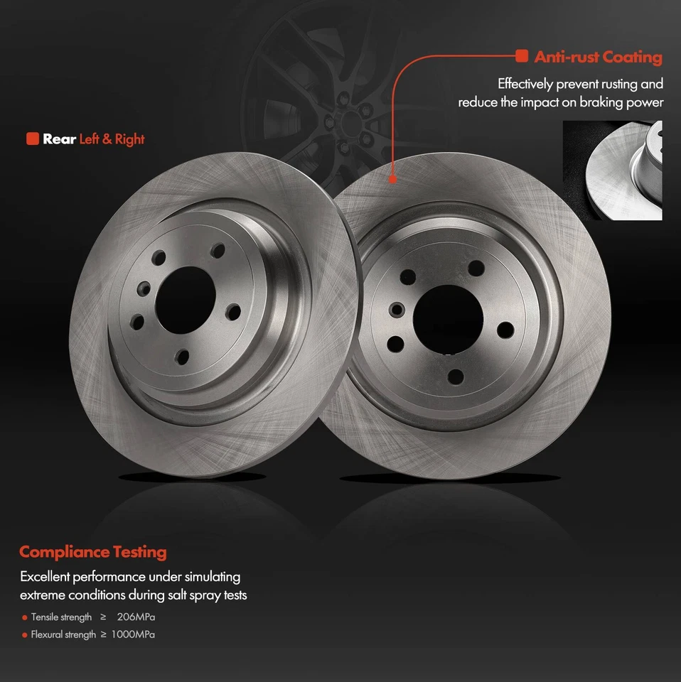 6 rotores de freno de disco traseros + pastillas de freno de cerámica para Mercedes-Benz GLE300d GLE350 Foto 4 de 4