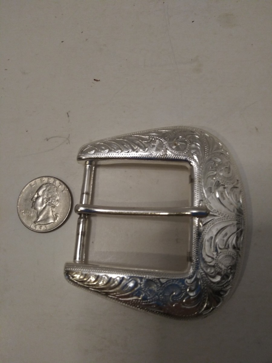 Heavy Western Antique Silver Engraved Look Belt Buckle for 1  display picture 3
