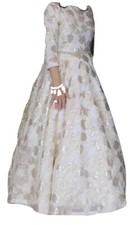 WEDDING Exquisite Gowns Gold Cream Wedding Ball Dress With Leaf Pattern Sz 10-12
