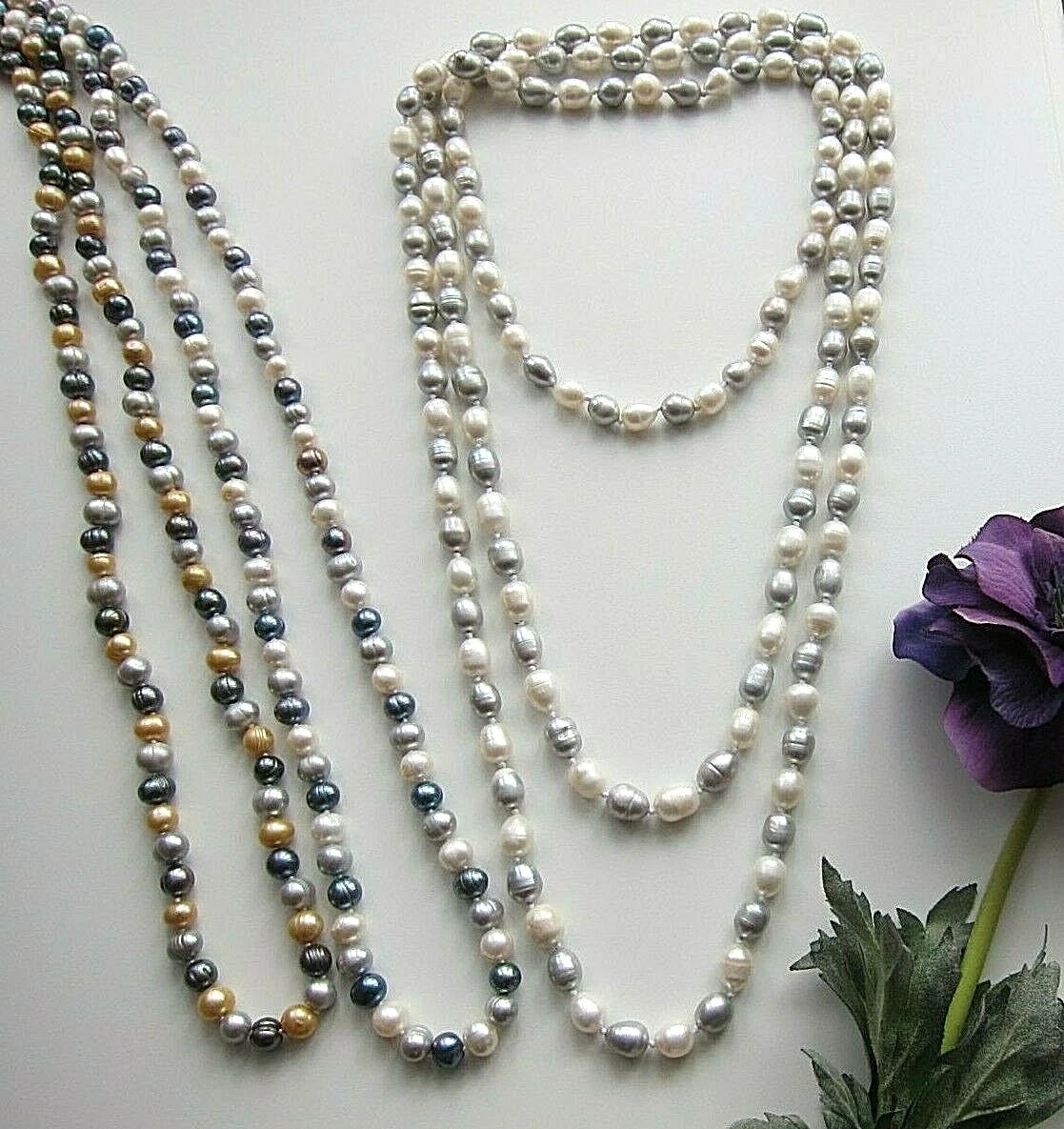 Long grey deals pearl necklace