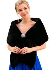 Women's 1920s Bride Wedding Faux Fur Shawls and Wraps Winter Outside Bridal F...