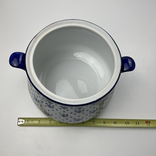 Blau und weiß Suppenterrine Servierschüssel bedeckt Auflaufform mit Löffel 7,5"T - Bild 12 von 14