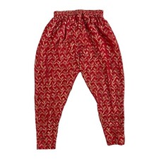 Vintage Brocade Pants 1990s Red Gold Fancy Pull On Cultural Women's Size Small