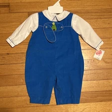 NWT Petit Ami Blue Cord Tabs Romper Longall 6 Months