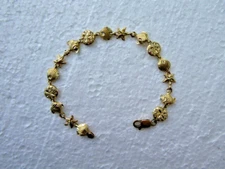 10k Yellow Gold Sea Life Bracelet Nautical Starfish Sand Dollar Sea Shell Fish