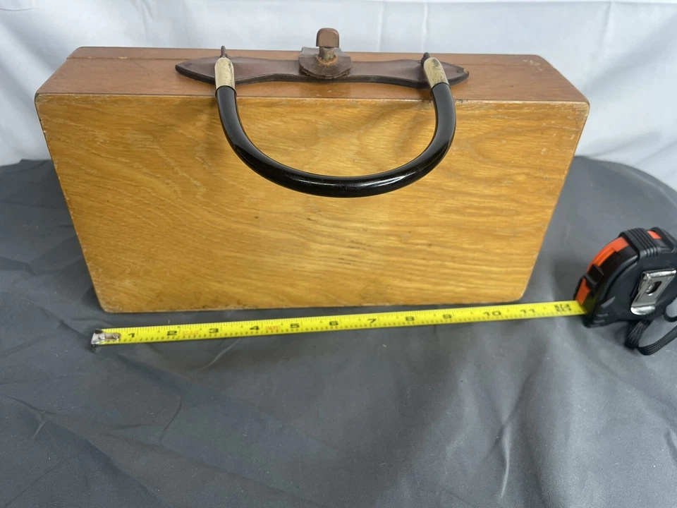 Vintage Enid Collins Wise Guys Wooden Box Bag Purse 1962 - Image 3 of 4