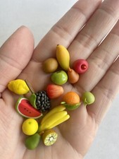 15Pcs 1:12 clay Handmade miniature Dollhouse Mixed fruit Set Apple Grape orange
