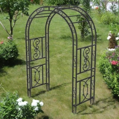 UNHO Robust Double-layer Metal Arch Stand Garden Backyard Climbing Plant Trellis Arch