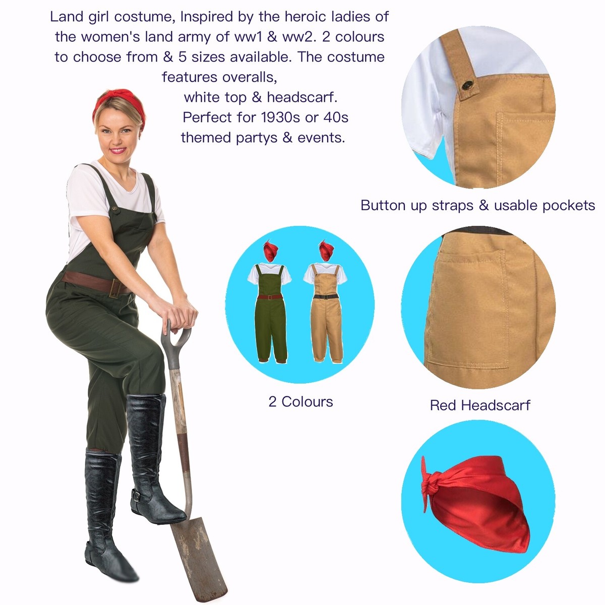 Costume Signorina WW2 Seconda Guerra Mondiale – Completo Anni '40 Per Donna