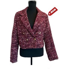 House of Harlow 1960 women tweed one button polyester blazer jacket Size M NWT