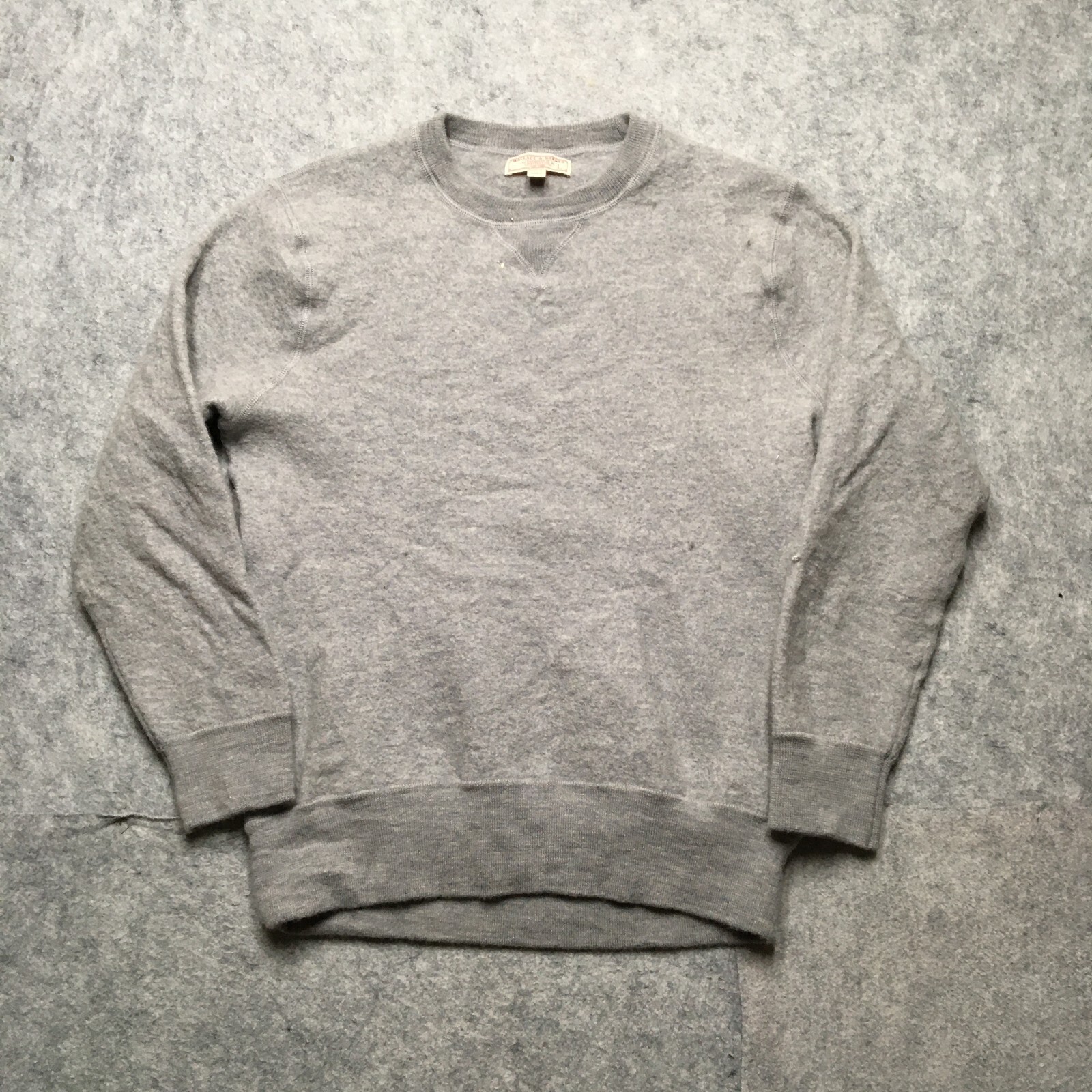 Wallace & Barnes Men's Large Shrunk Gray Boiled Merino Wool Crewneck Pullover Sweater