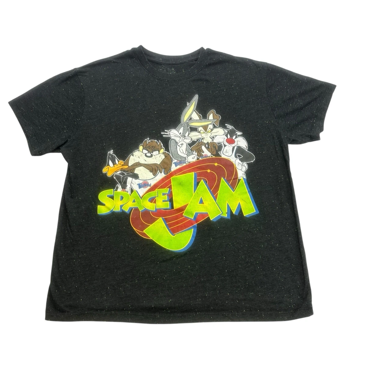 T-shirt Space Jam Looney Tunes Homme – Noir, Coton épais, Taille 2XL, Manches Courtes
