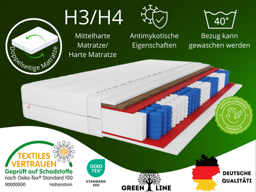 Taschenfederkern Matratze Salsa 7 Zonen Doppelseitige Bezug 90x200 H3 18cm - Bild 24 von 31