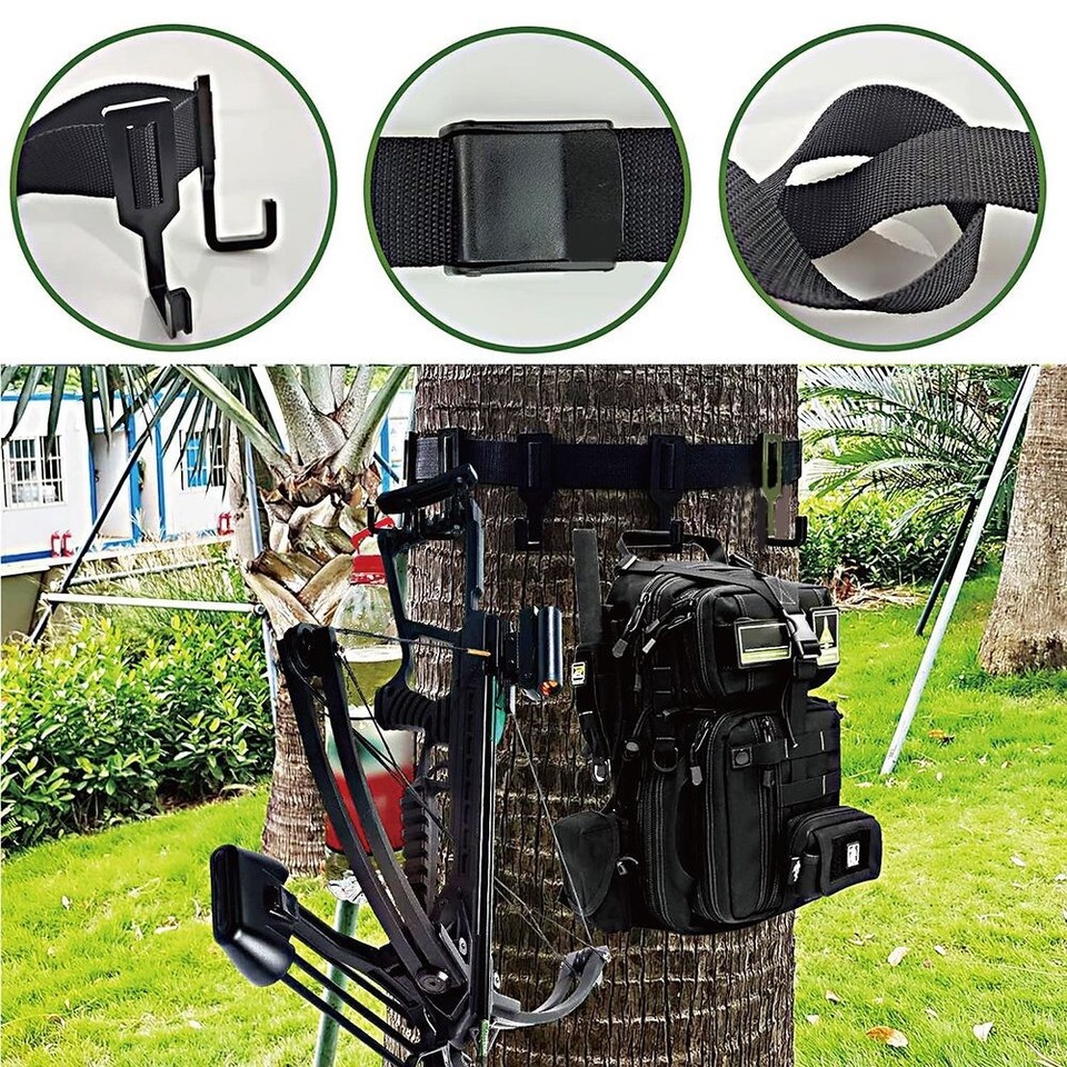 Tree Stand Strap with 10 Plastic Hooks for Camping and For hunting Gear