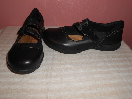 Clarks Women Roseville Mary Jane Flat Black Combi Shoes Size 8 1/2 W | eBay