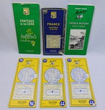 6 Vtg Michelin Guides Maps France 1960s Booklets & Fold Out Maps French English