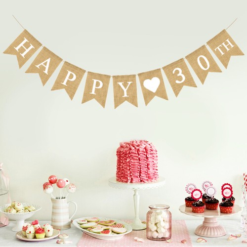 Set of 2 Burlap Banner Retro Decor Party Decoration Supplies Wall
