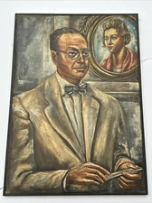 FEDERICO CANTU PAINTING PORTRAIT MAN WOMAN MID CENTURY MEXICO LISTED FAMOUS