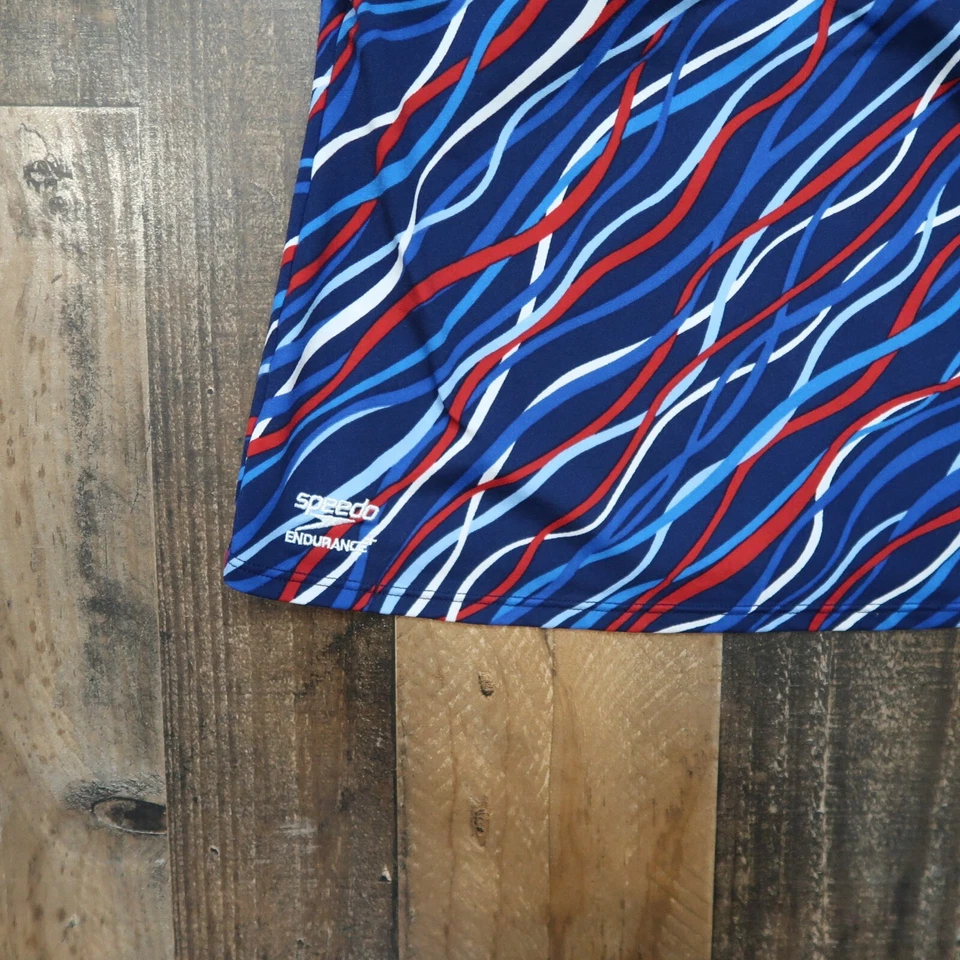 Speedo Endurance 女式 14 码蓝色红色白色赛车背心内置文胸 — 第 3/4 张图片