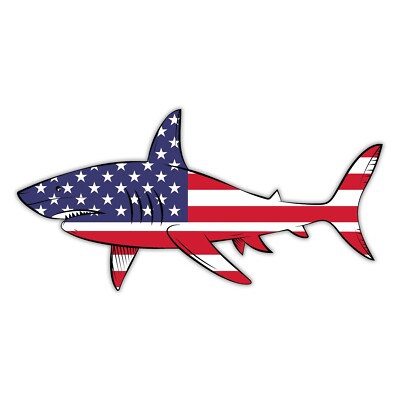 USA Shark Sticker American Flag Great White Cup Car Window Bumper Fish Decal