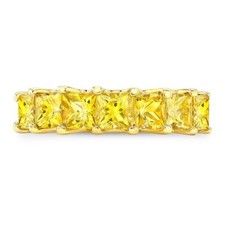 4ct Simulated Yellow Sapphire Half Eternity Engagement Ring 14k Gold Plated New