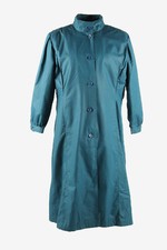 Vintage Trench Coat London Fog Rain Coat Lined Button 90s Turquoise Size M C3281
