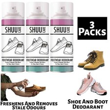 3x Shuu & Boot Deodorant Spray Smell Remover for Foot Neutralizes Odor 250ml