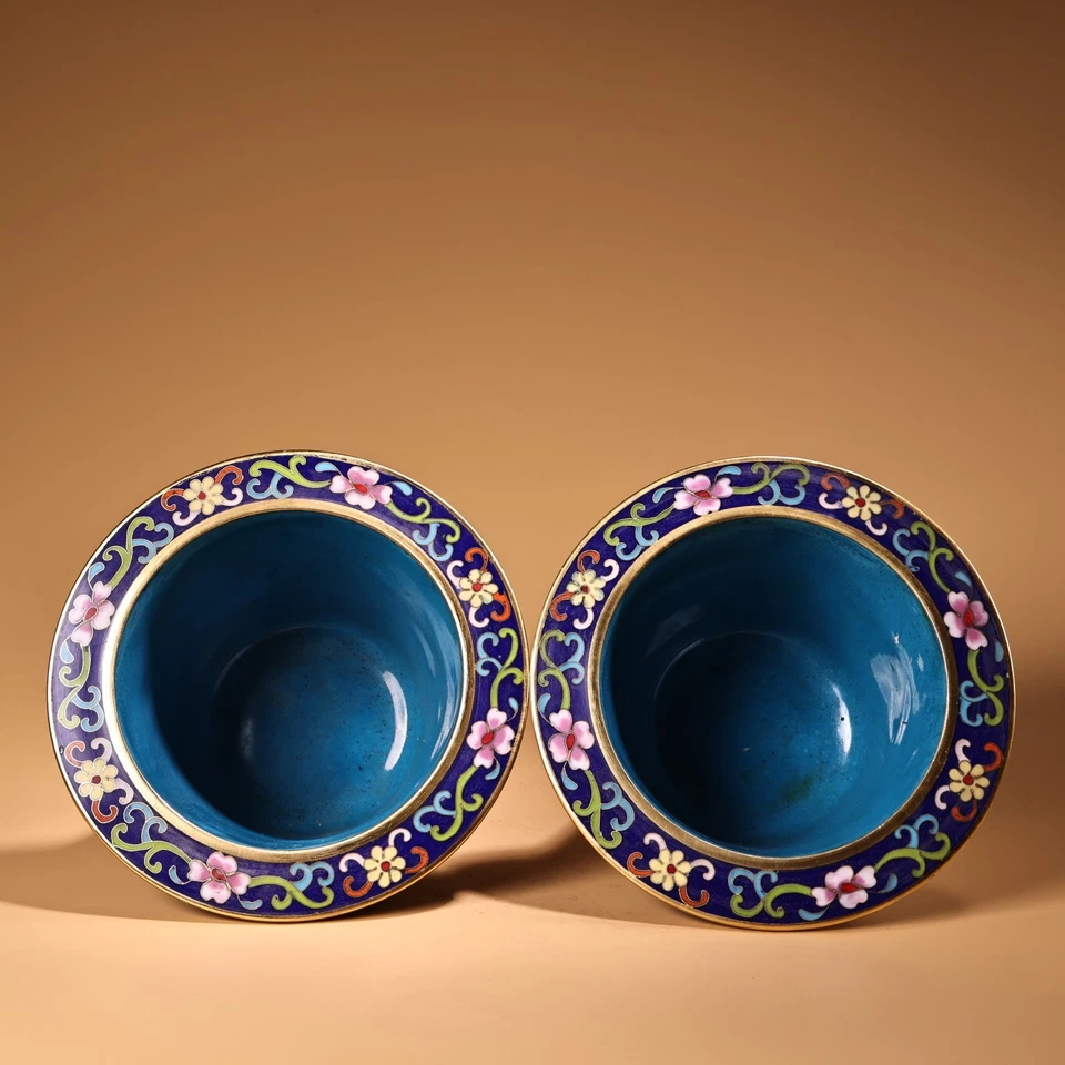 Par de macetas bonsái de ciervo animal bronce esmalte cloisonne de 6,5" de colección Foto 3 de 4