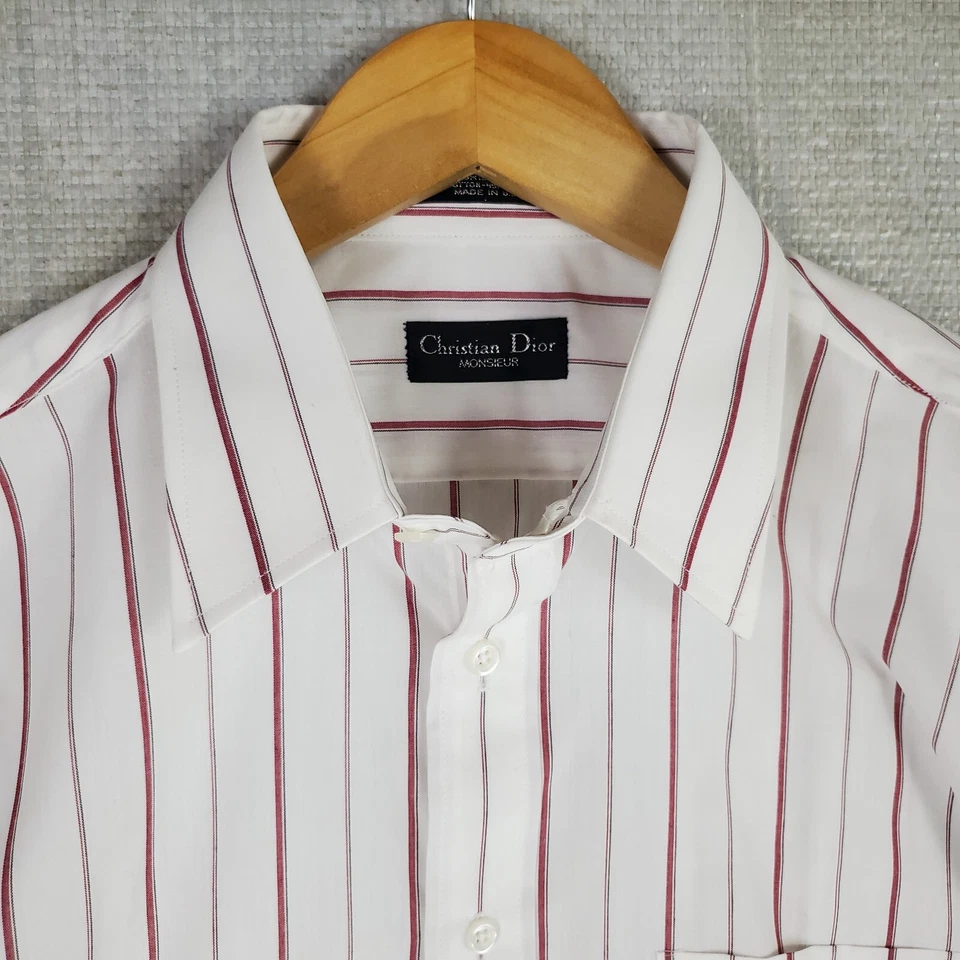Camisa De Colección Christian Dior Talla Grande 16/35 Para Hombres Puño Francés Hecha en EE. UU. Monsieur Foto 3 de 4