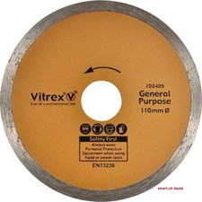 Image of Vitrex Tile & Ceramic Cutting Diamond Blade 110mm Gen Purpose DIY blades cutting