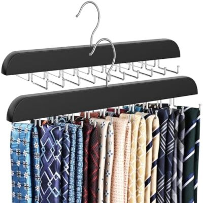 Upgraded Tie Rack Hanger with 20 Foldable Metal Hooks Space Saving Necktie Or...
