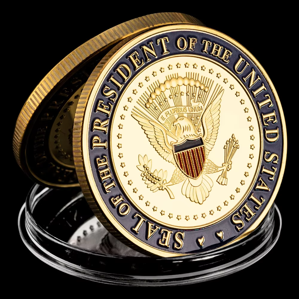 45 47 Coin Aizics Mint Donald Trump 45 47 Gold Challenge Coin - 24kt Gold  Plated Collectible With Protective Case Collectible Political Coin