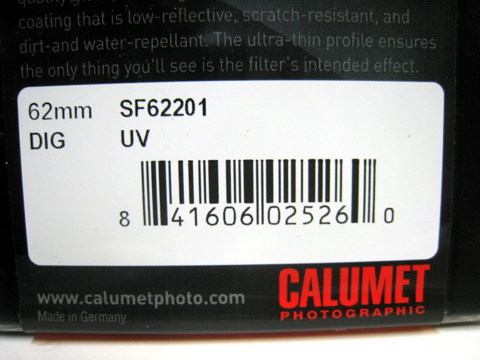 New Calumet 62mm Digital Super Multi-Coated UV Protective Glass Filter #SF62201 - Image 2 of 3