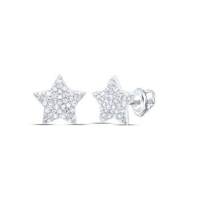 0.27 Ctw Natural Diamond Star Stud Earrings 10kt White Gold