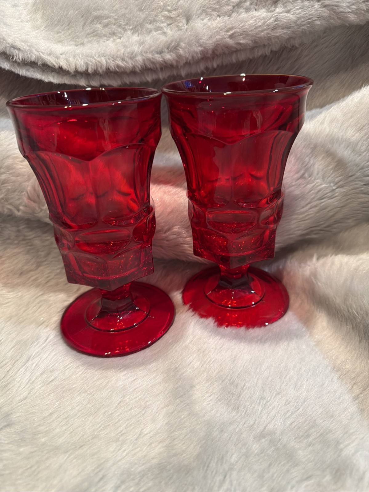 Fostoria Argus Ruby Red Iced Tea Drinking Glasses 6 5/8
