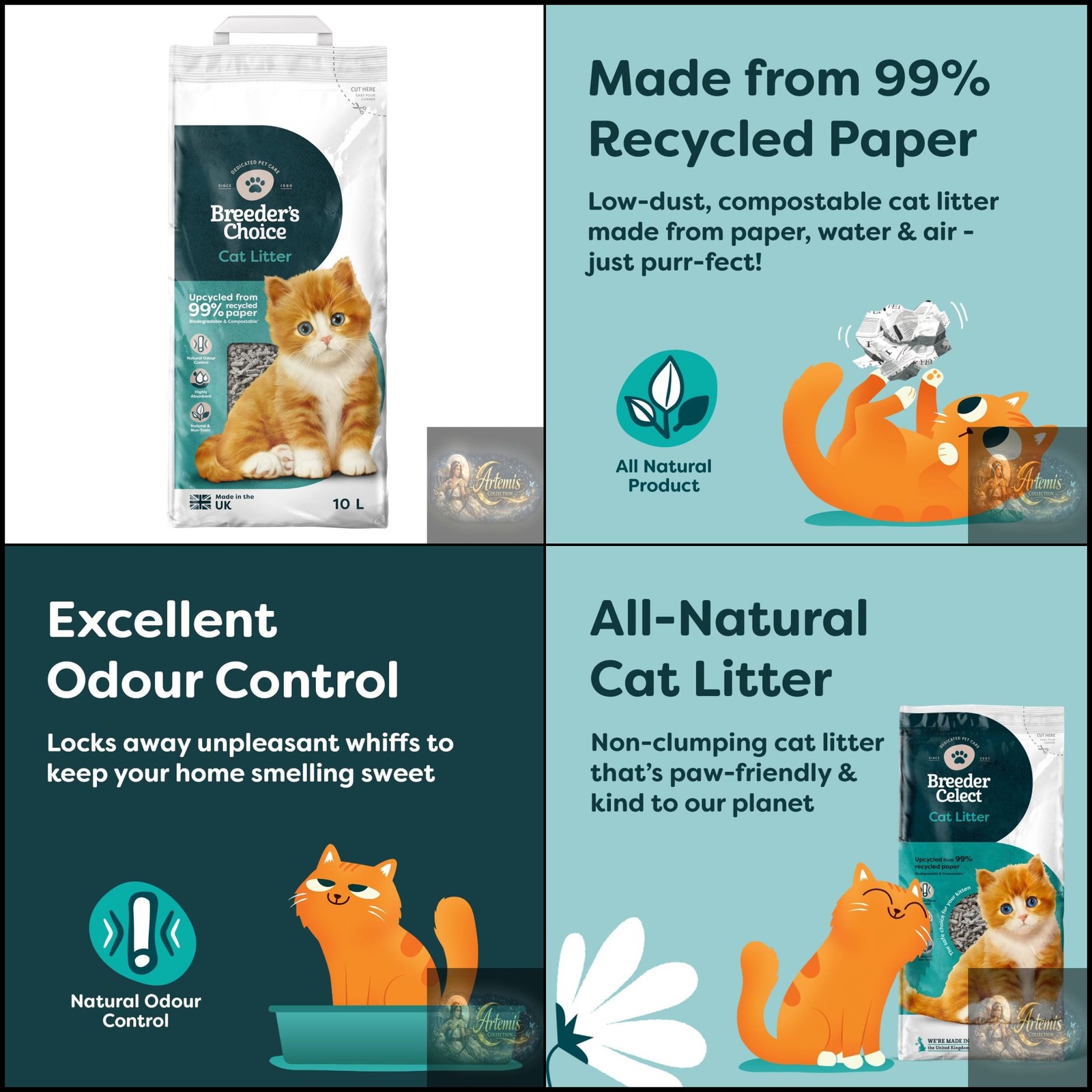 Breeder's Choice Paper Cat Litter (10L) - 99% Recycled Paper - Image 2