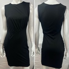 Susana Monaco Women's M Black Sleeveless Stretchy Bodycon Ruched Dress LBD