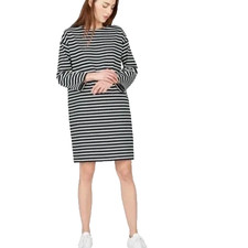 Everlane Breton Cotton Nautical Stripe Shift Dress Womens S Zip Shoulder Coastal