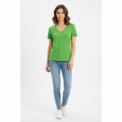 Universal Standard V-Neck T-Shirt Kelly Green Pima Cotton Size 4XS / 00-0 New
