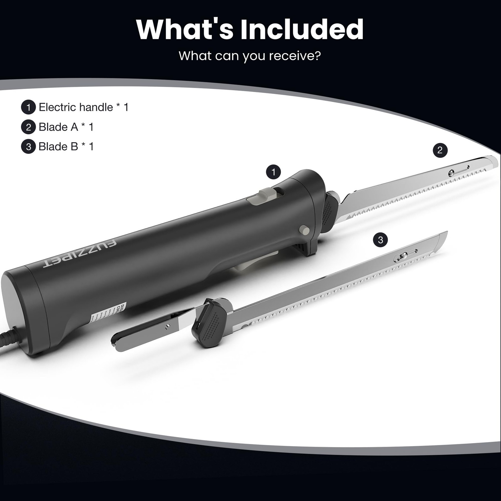 Electric Knife for Meat Slicing, Electric Bread Knife with 4 Stainless Steel ...