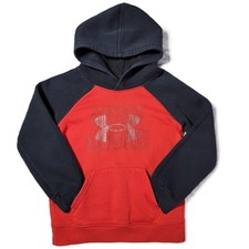 Under Armour Boys Size 5 Hoodie Red Black Raglan Long Sleeve Kids Pullover