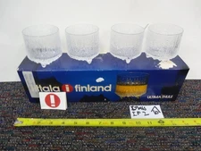 Iittala Ultima Thule Finland Tumbler Bubble Art Glass 2 3/4" set of 4